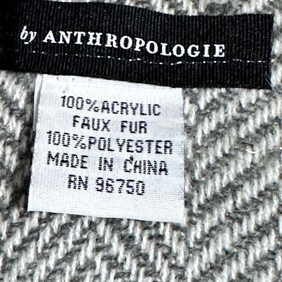 Boho Shawl Wrap Cape By Anthropologie Plaid Fun Fur Soft Warm Cozy peasant OS - Picture 14 of 16